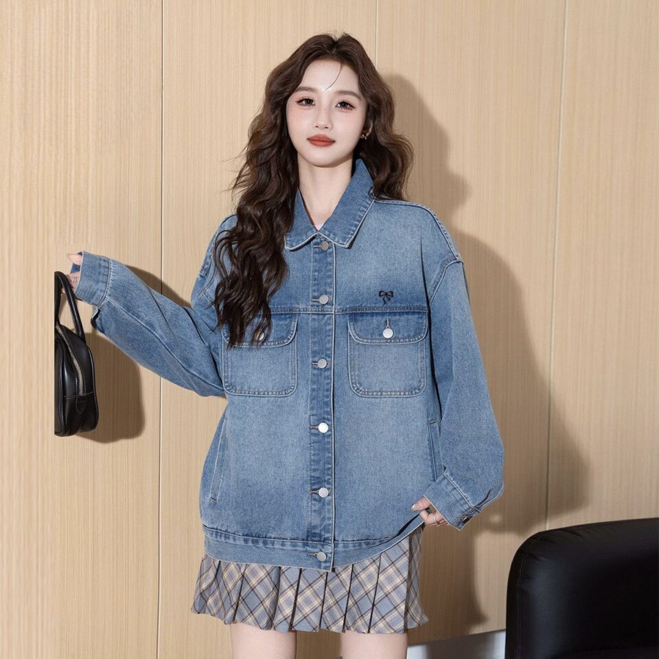 Autumn vintage versatile slimming women’s jean jacket